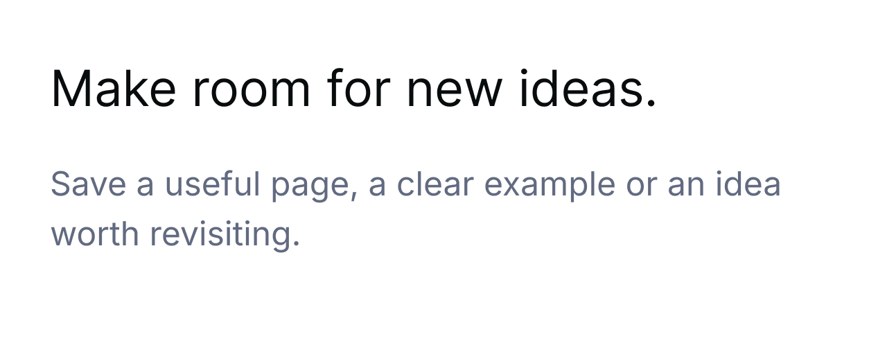 The duplicate native card after its editable text was changed to Make room for new ideas.